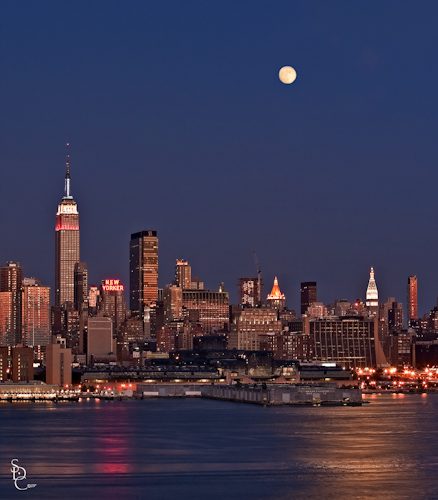 "NYC Moonrise" We were fortunate enough to have a waxing gibbous (a day shy of a full moon) while celebrating the 4th on this particular year