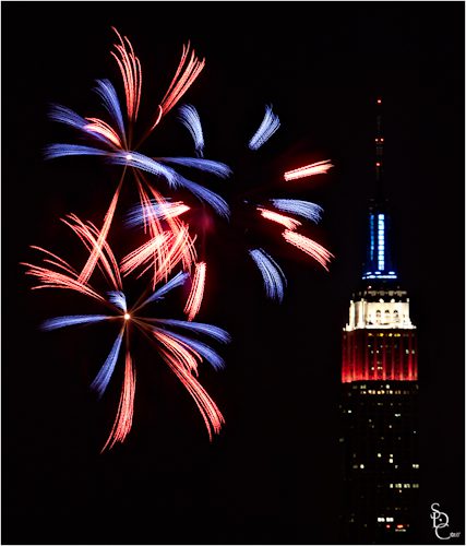 Fireworks over the Empire State Building in NYC