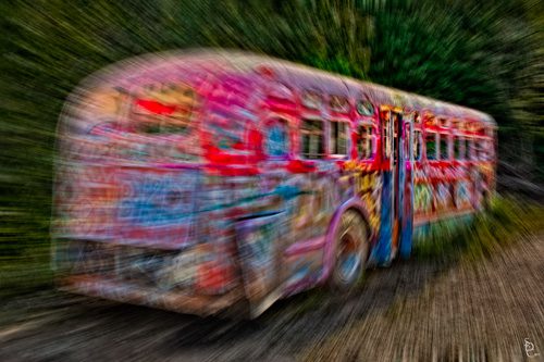 Zooming Graffiti Bus HDR