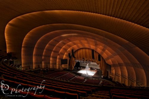 Radio City Music Hall Theatre ~ I added the spotlight on the stage in Photoshop and went for a dark look that is typical in theatres.