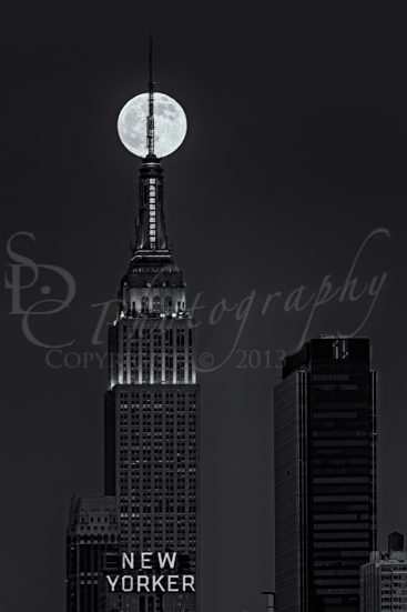 Super Moon In An Empire State Of Mind BW