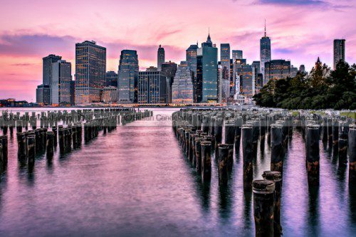 New York City Skyline Sunset Hues