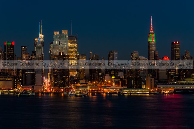 New York City Skyline In Christmas Colors