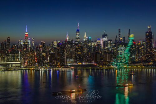 NYC skyline drone light show