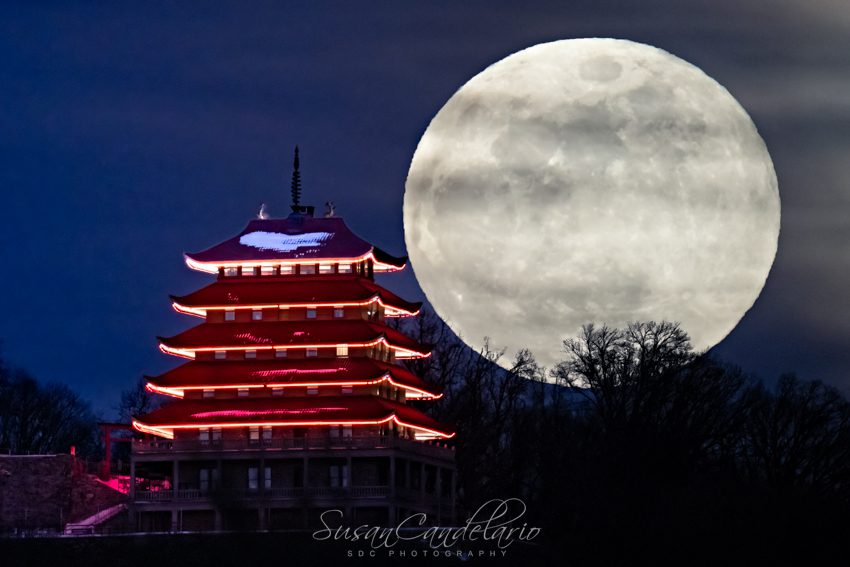 Pagoda Snow Moon Rise